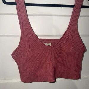 Urban Outfitters Ribbed Knit Crop Top - Rose